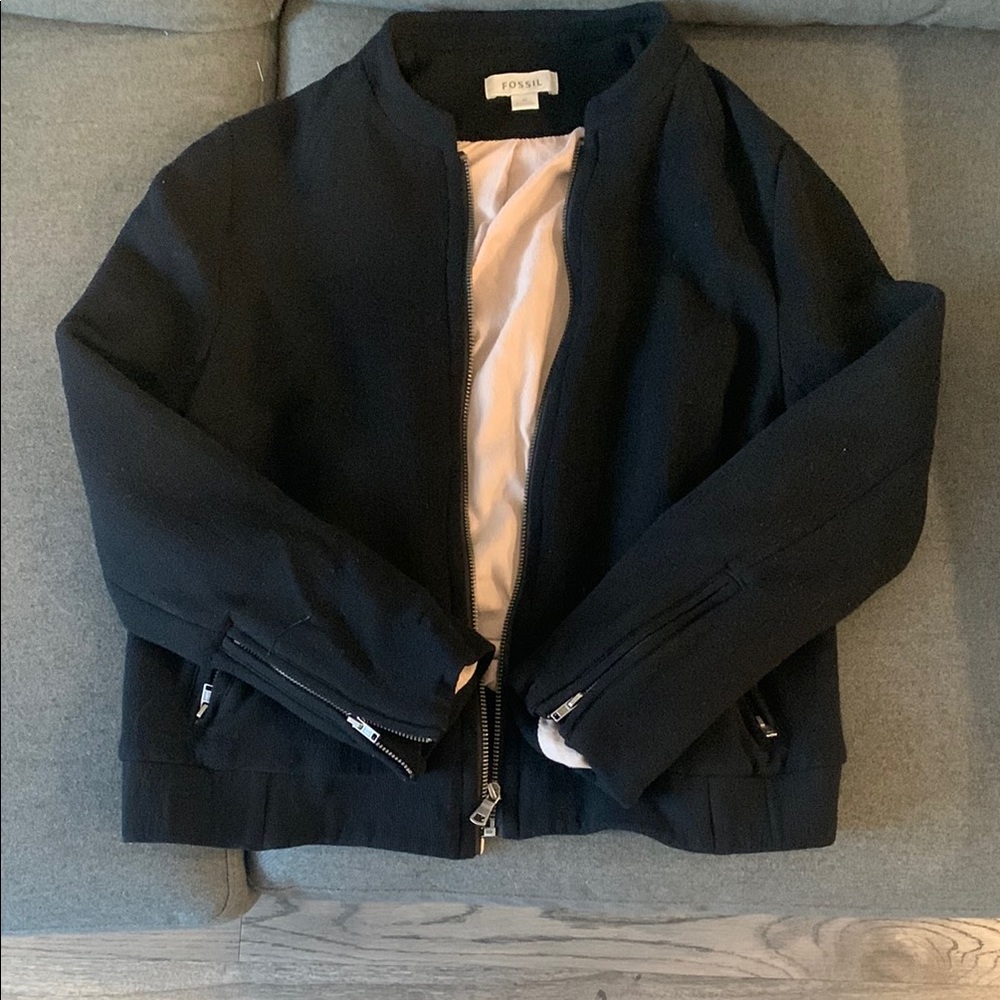 Fossil Black Bomber Jacket